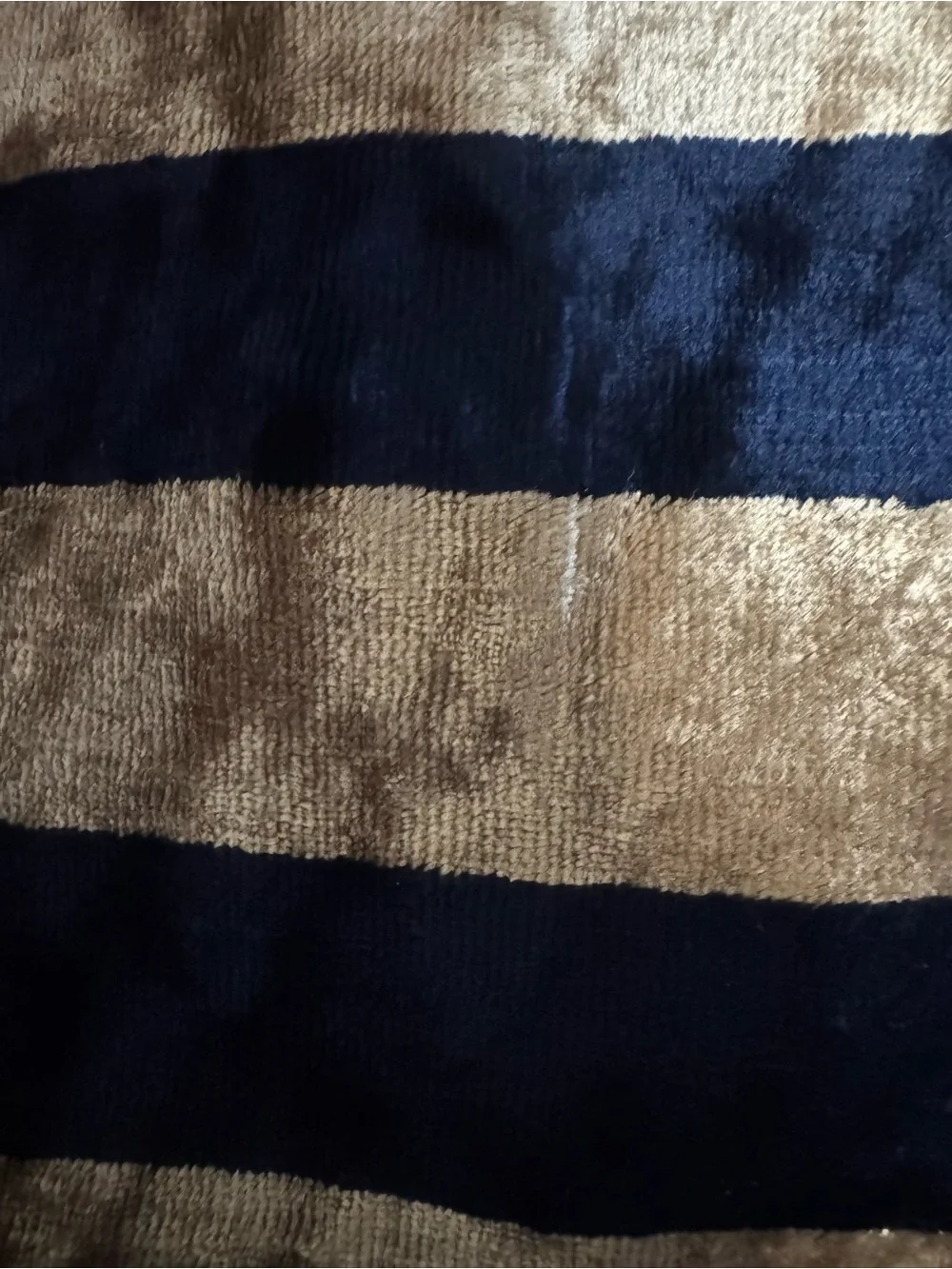 Zara Man Navy and Gold Striped Velvet Sweater